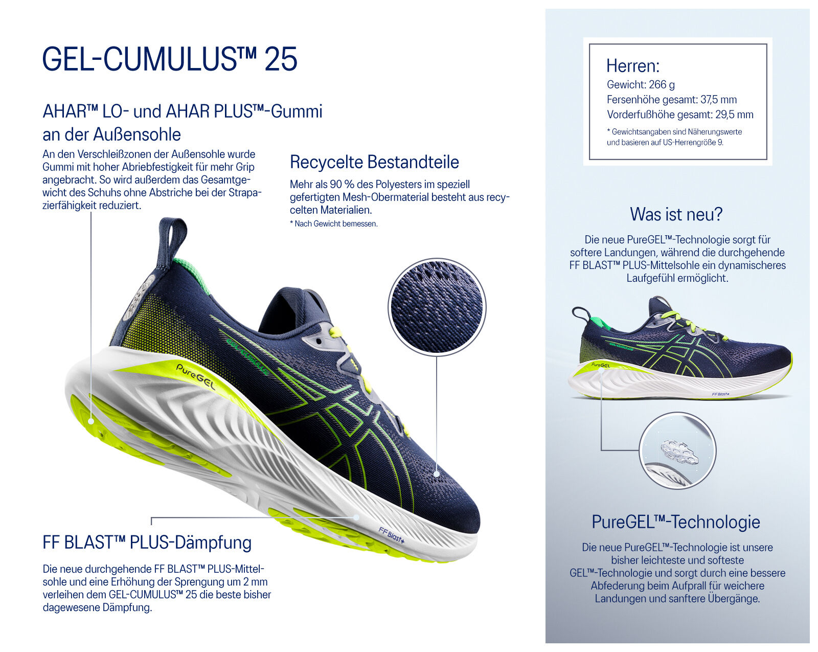 Men s GEL CUMULUS 25 Piedmont Grey Illusion Blue Laufschuhe