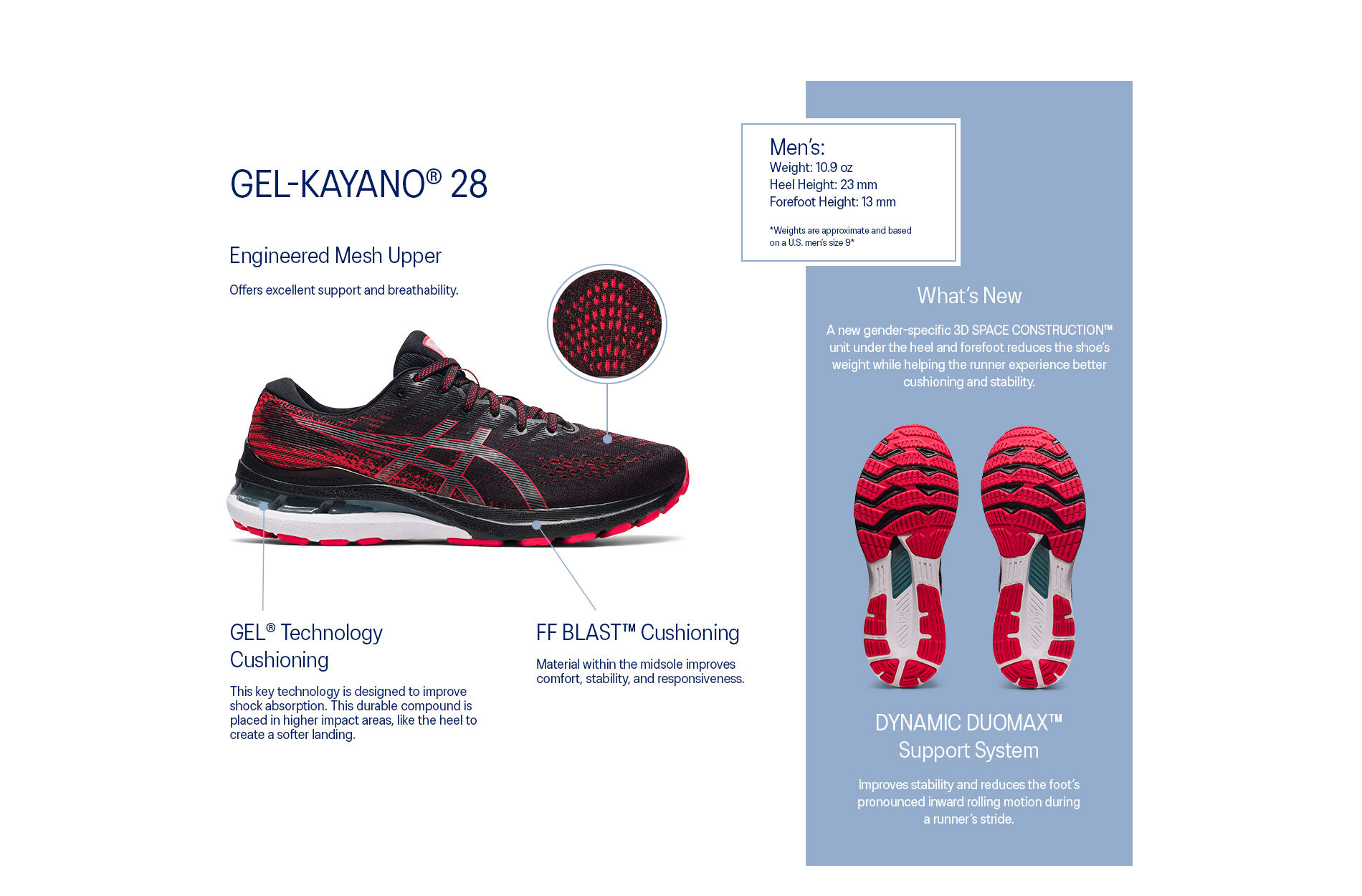 Men's GEL-KAYANO 28 | Black/White | Running Shoes | ASICS