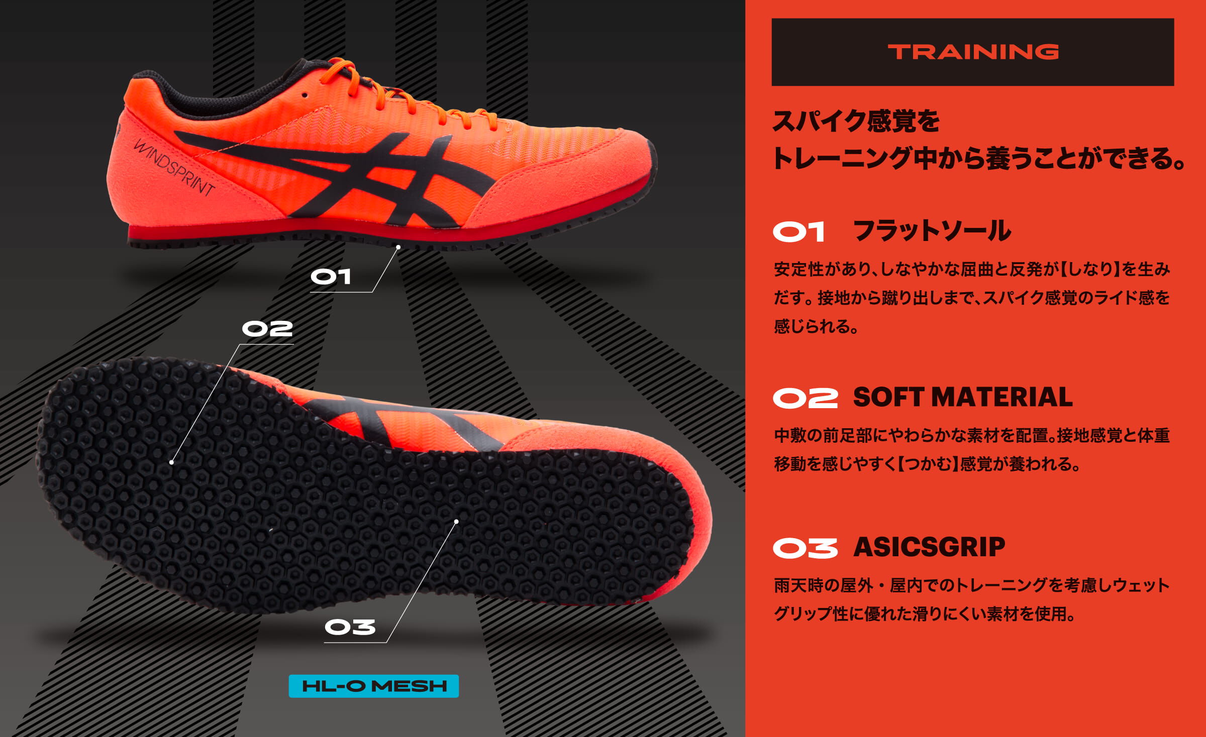 Windsprint 2 Sunrise Red Black メンズ 陸上競技 シューズ Asics