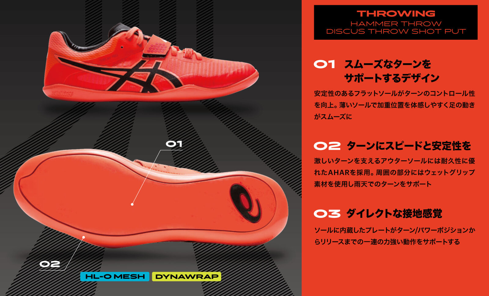 THROW PRO 2 | SUNRISE RED/BLACK | メンズ 陸上競技 シューズ【ASICS 