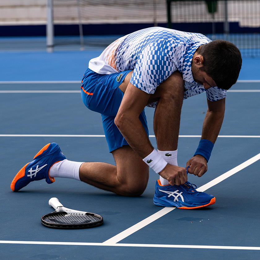 tying shoes