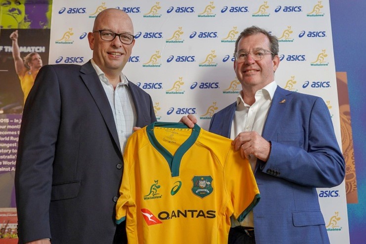 Mark Brunton, Managing Director of ASICS Oceania & Cameron Murray Chief Commerical Officer Rugby Australia