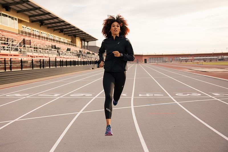 Women running the track