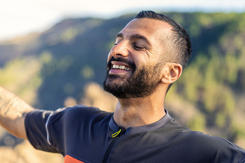 Man outside in the light